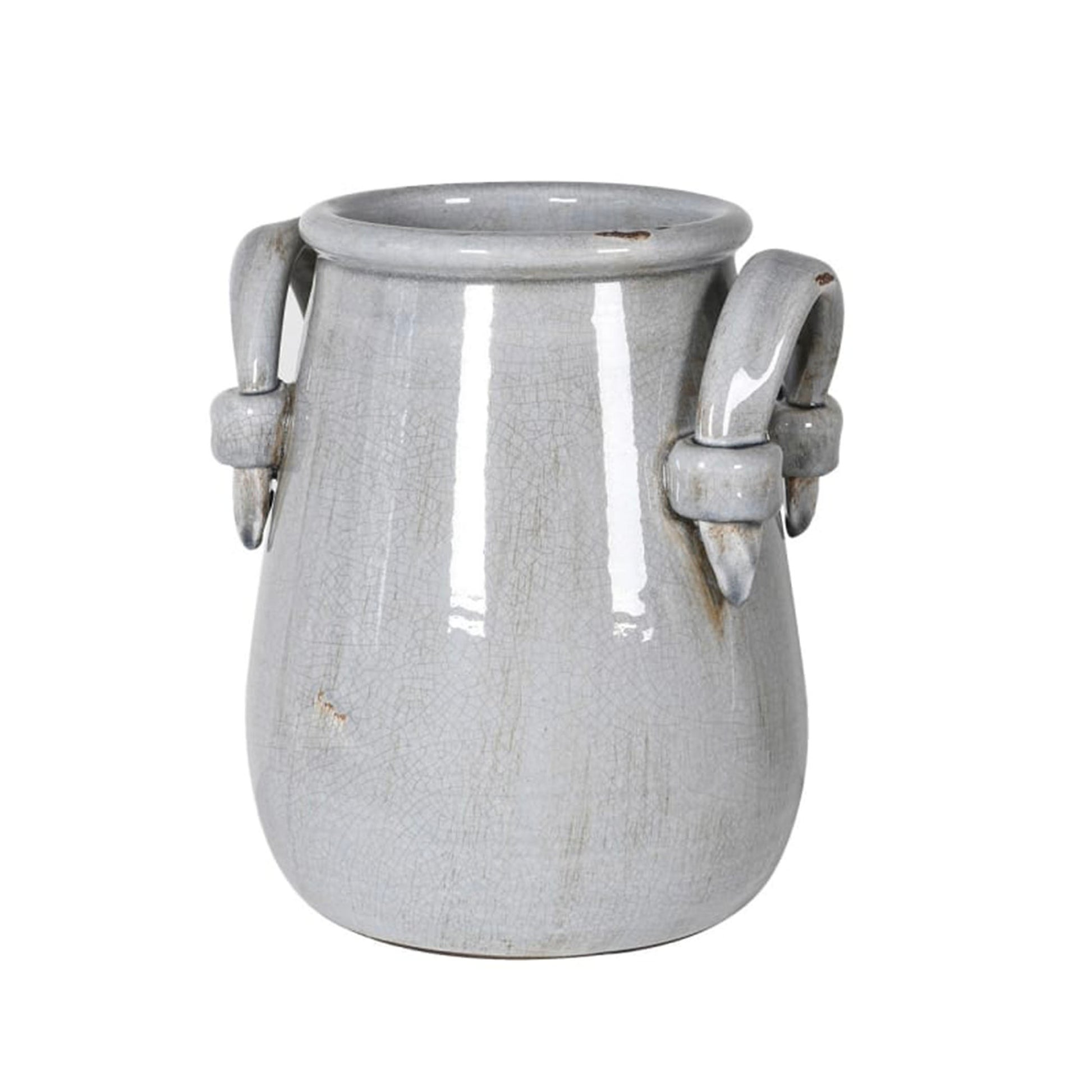 vase with handles  vase styling  vase  traditional vase  modern vase  grey vase  grey utensil vase  grey glazed vase  glazed vase  distressed vase