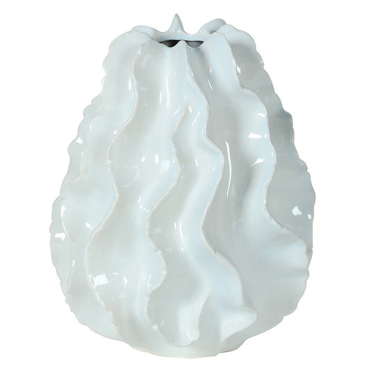White wavy vase  White Vase  white glaze vase  wavy vase  vase styling  Vase  modern vase  hand made vase  hand made ceramic vase  faux stem vase  decorative pieces  ceramic vase