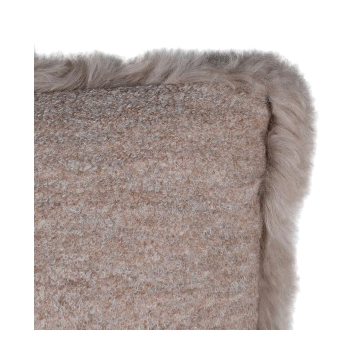 Taupe Wool with Fur Edging Cushion cushion