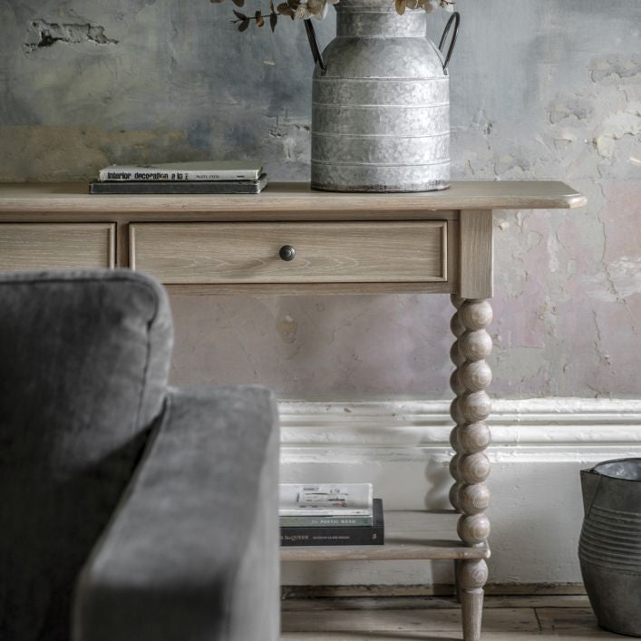 wren console table  shelf styling  Oak Sideboard  oak furniture  oak console tale  Oak Console Table  OAK CABINET  oak bobbin console  lime washed oak sideboard  lime washed console table  GREY WASH OAK CABINET  bobbing console table