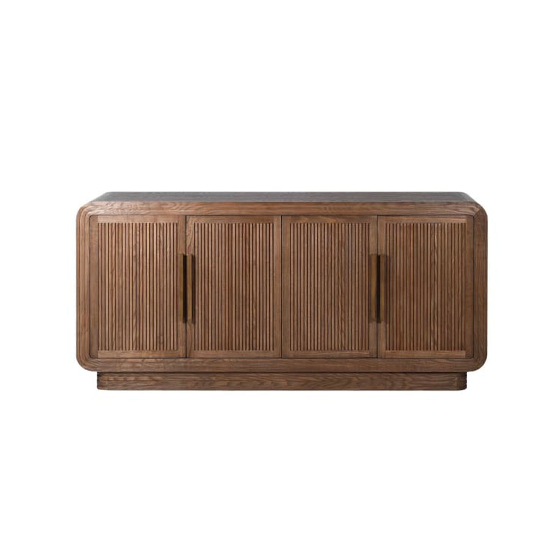 Sideboard, flutted 4 door dark wood side board