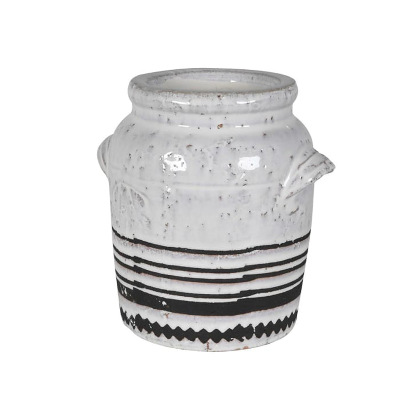 White Vase white glaze vase vase styling vase Utensil vase traditional vase modern vase glazed vase distressed vase crackle vase ceramic vase Black and White Aztec Vase Aztec Vase