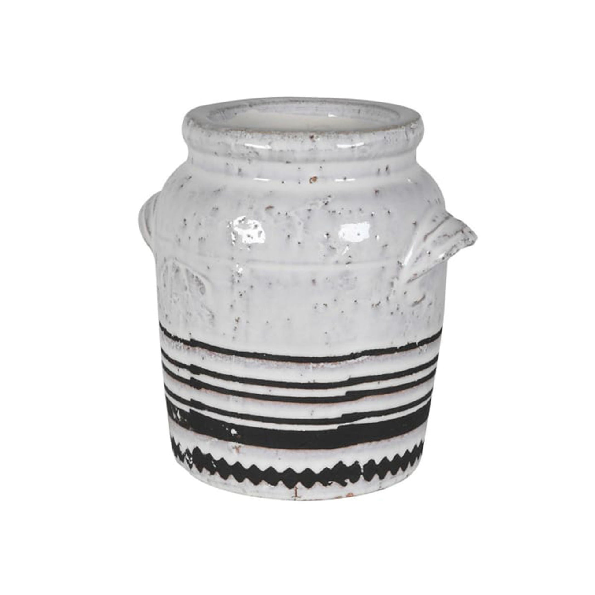 White Vase  white glaze vase  vase styling  vase  Utensil vase  traditional vase  modern vase  glazed vase  distressed vase  crackle vase  ceramic vase  Black and White Aztec Vase  Aztec Vase
