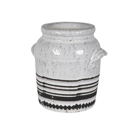 White Vase  white glaze vase  vase styling  vase  Utensil vase  traditional vase  modern vase  glazed vase  distressed vase  crackle vase  ceramic vase  Black and White Aztec Vase  Aztec Vase
