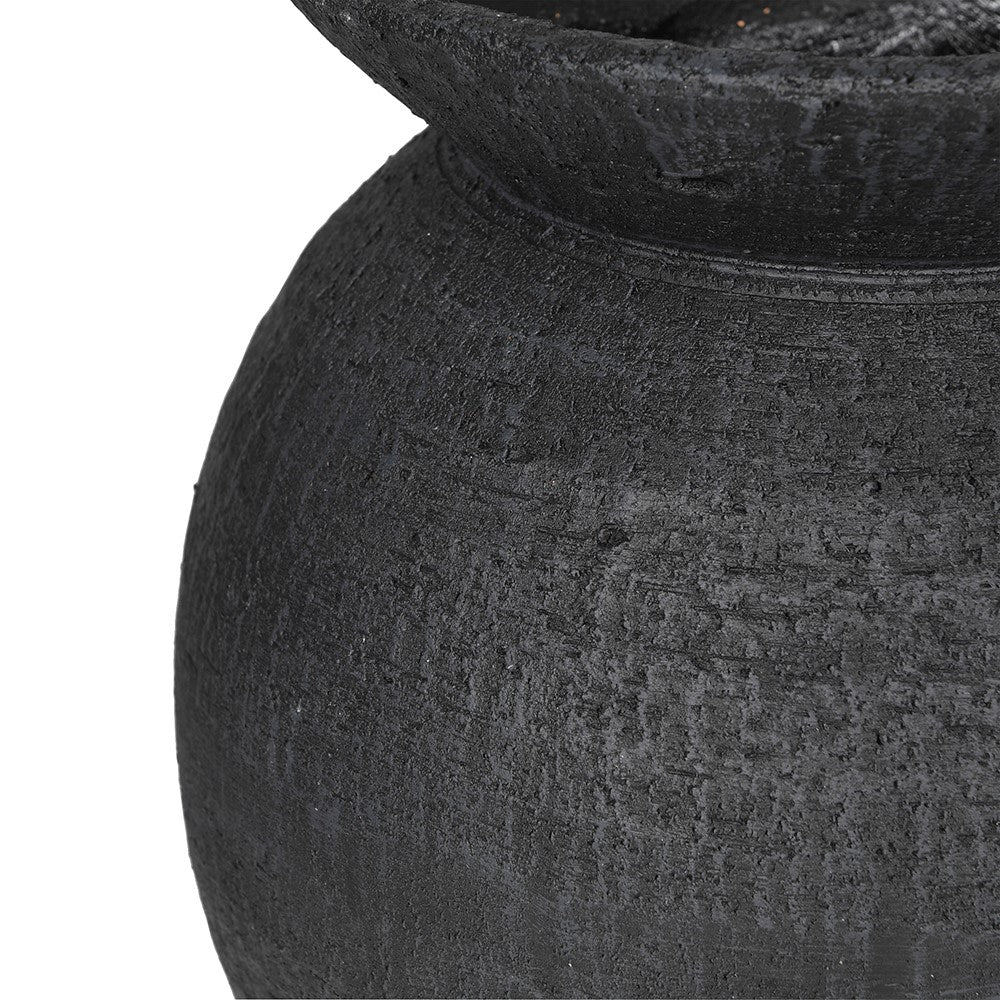 Black Textured Terracotta Vase