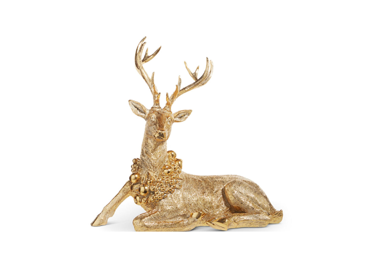 Gold Sitting Reindeer with Collar, Christmas reindeer