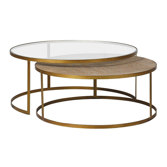 table  rustic coffee table  rattan coffee table  nest of coffee tables  nest of coffee table  living room styling  gold coffee table  glass and gold coffee table  coffee table tray  coffee table styling, Coffee table