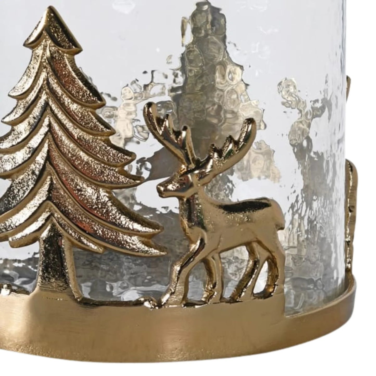 holiday candle hurricane with gold reindeer base