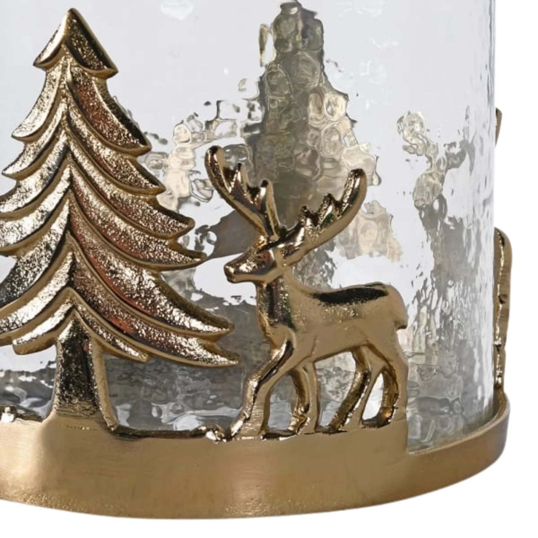 holiday candle hurricane with gold reindeer base