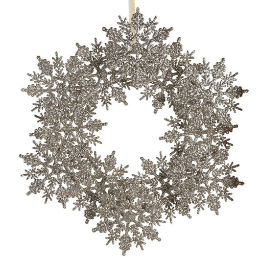 Campagne glitter snowflake candle surround Christmas decor

glitter snowflake bauble for Christmas tree

snowflake candle ring holiday table decoration

elegant glitter snowflake ornament