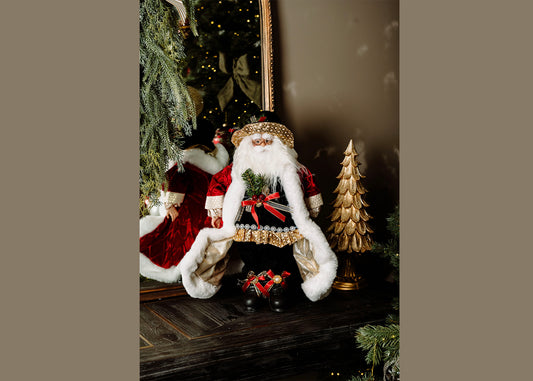 “luxurious red and gold standing Santa Claus Christmas decor”

“elegant Santa figurine for mantel”

“red and gold Santa holiday decoration”

“Christmas Santa statue for entryway decor”