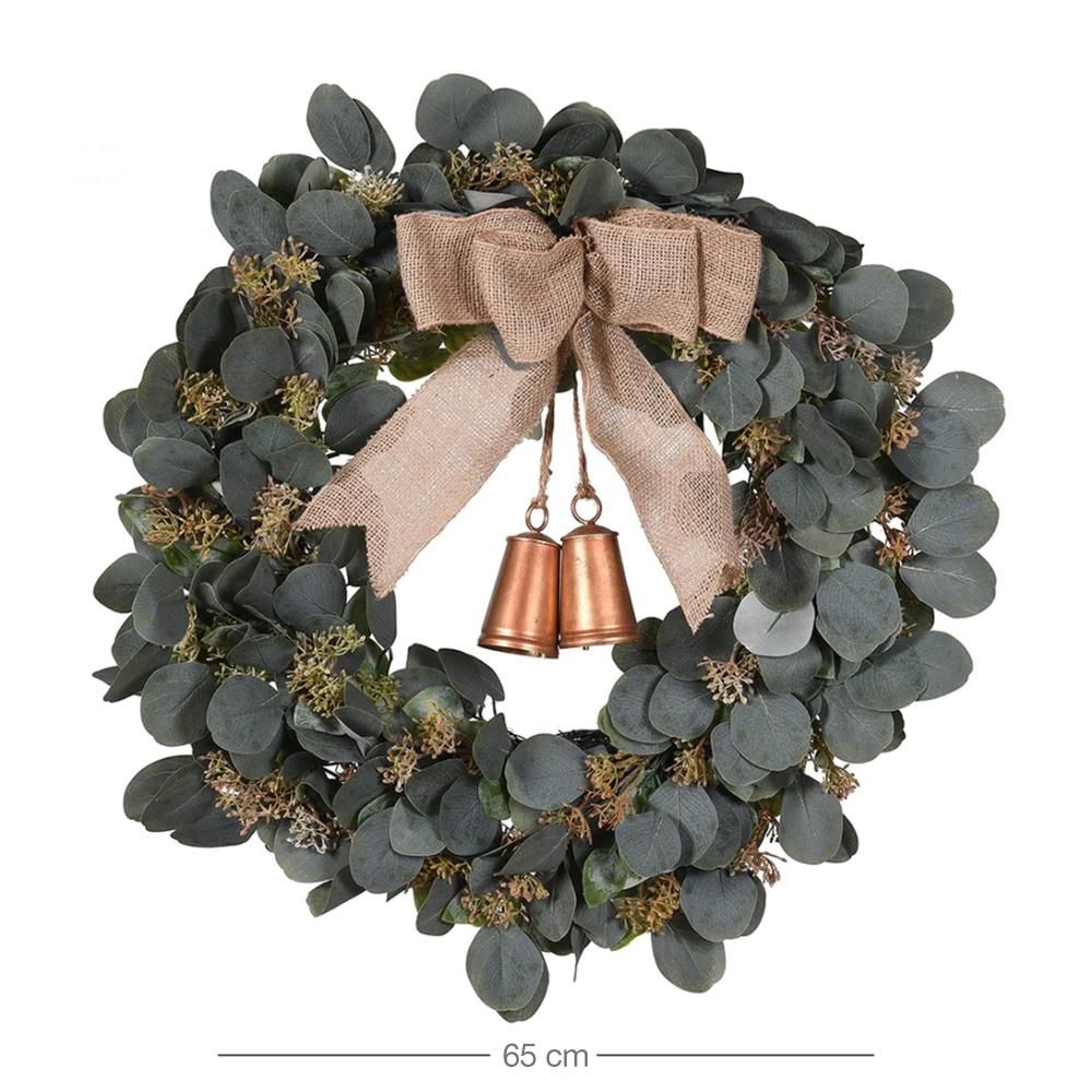 eucalyptus wreath with bells Christmas door decor

rustic eucalyptus Christmas wreath with brass bells

holiday wreath with eucalyptus greenery and bells

neutral Christmas front door wreath eucalyptus