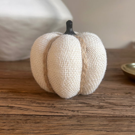 small ivory pumpkin, with twisted string