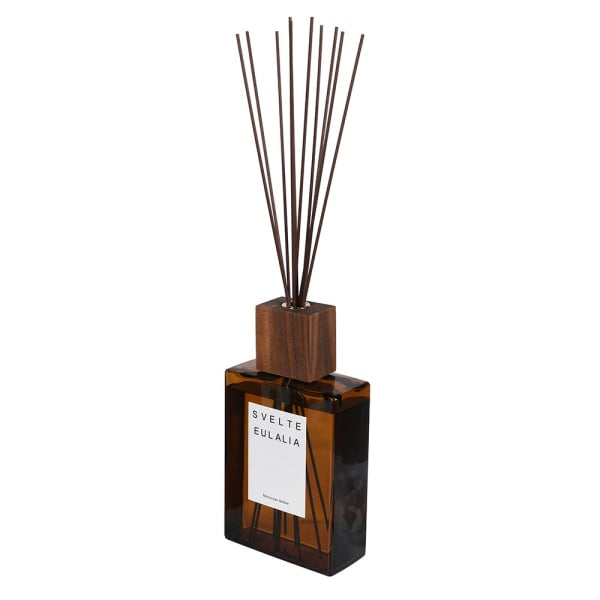 A reed diffuser bottle made of amber-brown translucent glass with a rectangular wooden cap and multiple dark brown reed sticks, shown on a plain white background. A white label on the front reads 'SVELTE EULALIA'.

3000ml Diffuser

brown bottle diffuser

brown bottle diffuser refill

decorative diffuser

diffuser

diffuser reeds

extra large diffuser

gift diffuser

Glass Diffuser

large diffuser

NEW Svelte Deia Diffuser

sences diffuser refill large diffuser Glass Diffuser gift 