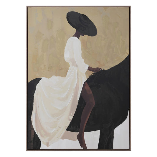 framed canvas wall art, neutral wall art, modern figurative artwork, elegant canvas print, minimalist horse painting, large statement wall art, neutral home decor wall art, designer style framed art, contemporary canvas artwork, warm neutral wall decor, living room statement art, McGee & Co inspired wall art